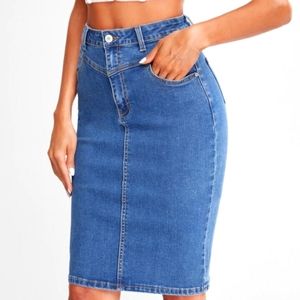 High Waist Bodycon Denim Skirt Size L